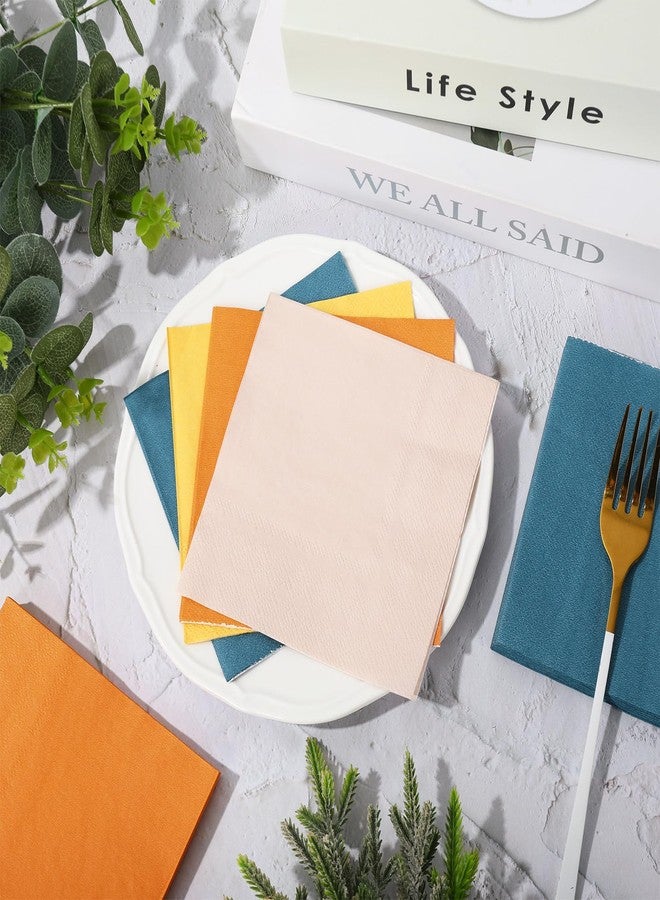 JarThenaAMCS مناديل كوكتيل بوهو ريترو من جارثينا إيه إم سي إس، 100 قطعة، ألوان رمادي، أزرق، برتقالي، أصفر خردلي، مناديل ورقية للاستخدام مرة واحدة، مناديل مشروبات ورقية بوهو صن، مثالية لتزيين حفلات أعياد الميلاد وحفلات استقبال المولود. - Image 4